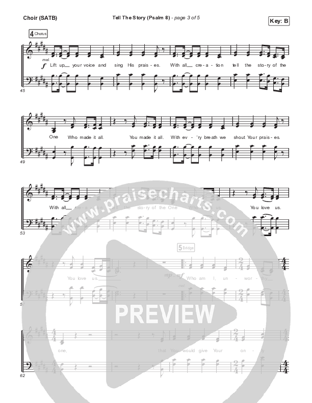 Tell The Story (Psalm 8) Choir Sheet (SATB) (Shane & Shane / Kingdom Kids)