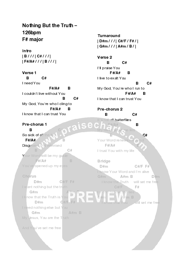 Nothing But The Truth Chord Chart (Equippers Revolution)