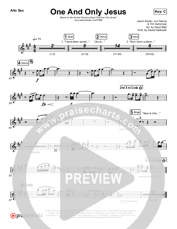One And Only Jesus Alto Sax (Vertical Worship)
