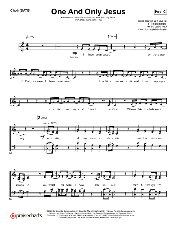 One And Only Jesus Choir Sheet (SATB) (Vertical Worship)