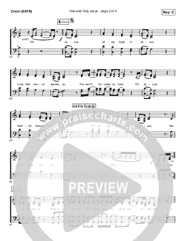 One And Only Jesus Choir Sheet (SATB) (Vertical Worship)