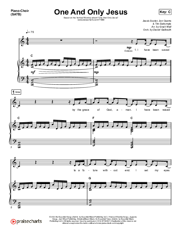 One And Only Jesus Piano/Vocal Pack (Vertical Worship)