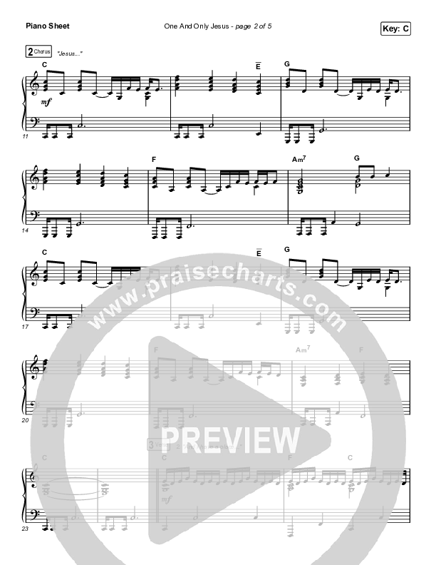 One And Only Jesus Piano Sheet (Vertical Worship)