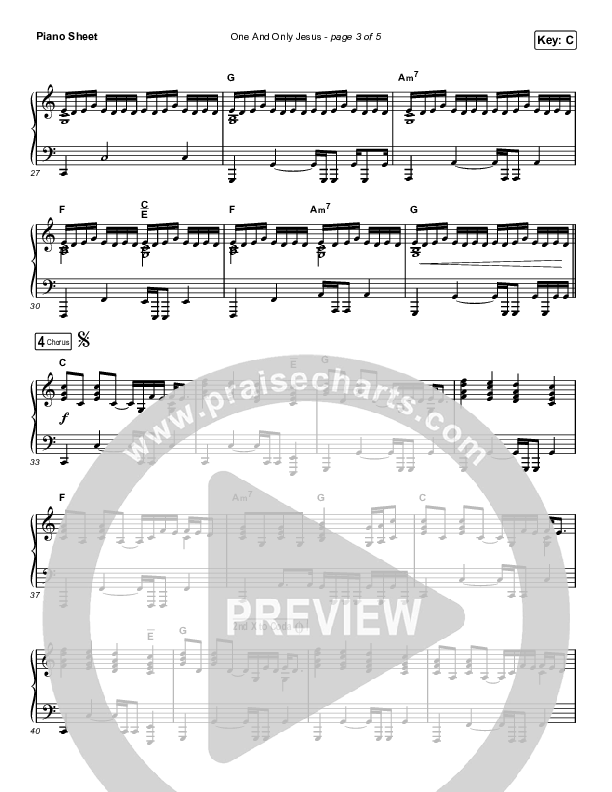 One And Only Jesus Piano Sheet (Vertical Worship)