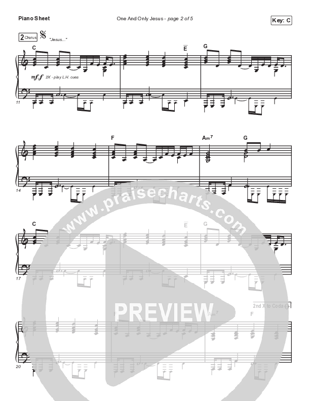 One And Only Jesus Piano Sheet (Vertical Worship)