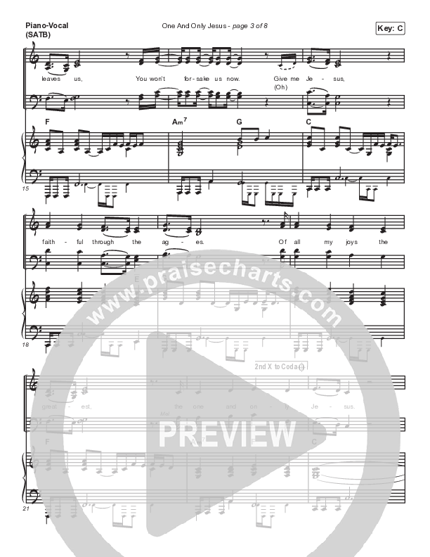 One And Only Jesus Piano/Vocal (SATB) (Vertical Worship)