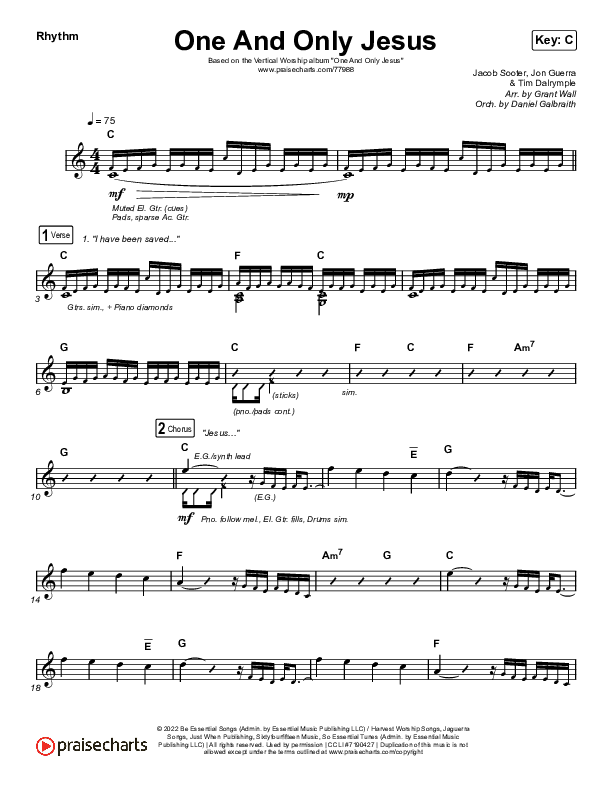 One And Only Jesus Rhythm Chart (Vertical Worship)