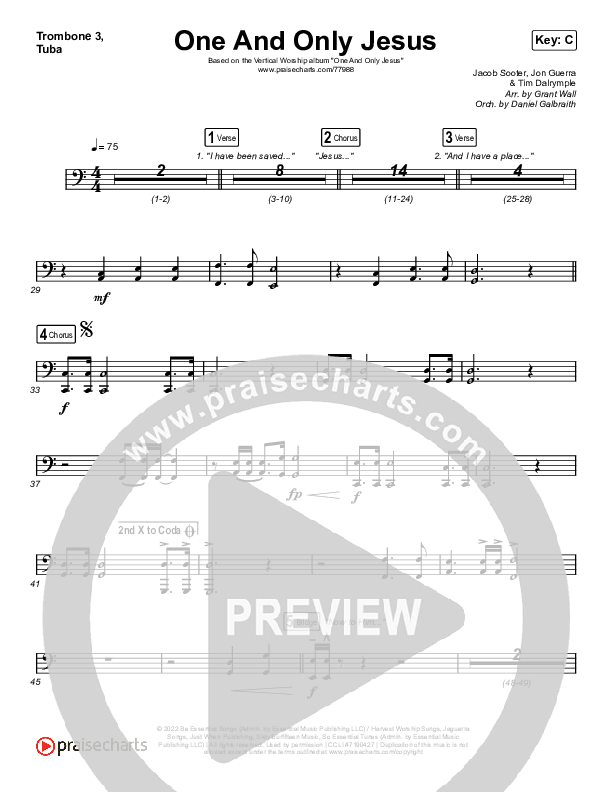 One And Only Jesus Trombone 3/Tuba (Vertical Worship)