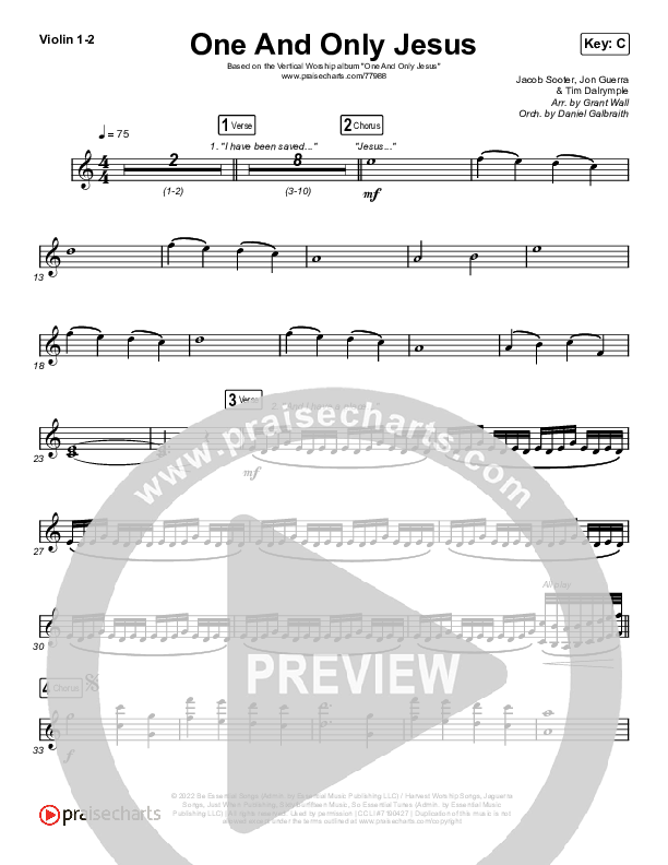 One And Only Jesus Violin 1/2 (Vertical Worship)