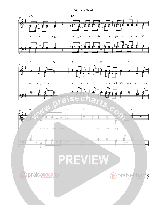 You Are Good Lead Sheet (PraiseVocals)