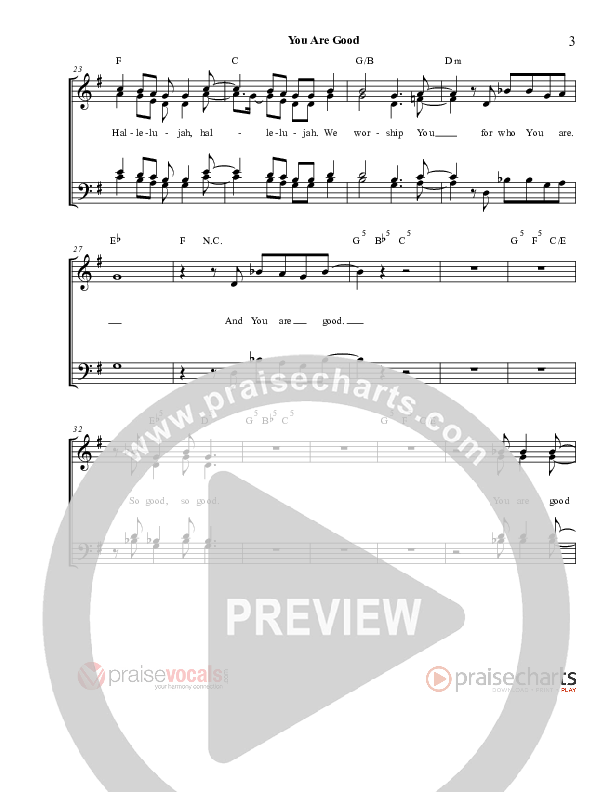 You Are Good Lead Sheet (PraiseVocals)