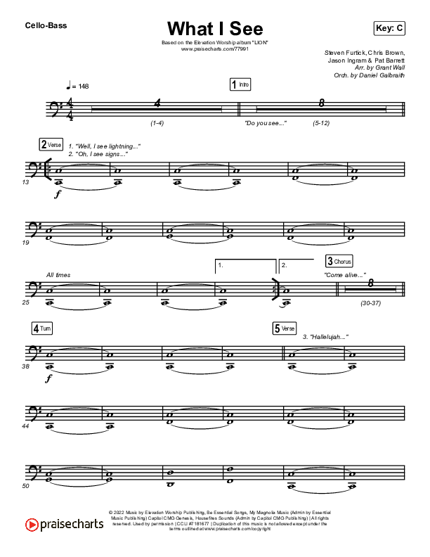What I See Cello/Bass (Elevation Worship / Chris Brown)