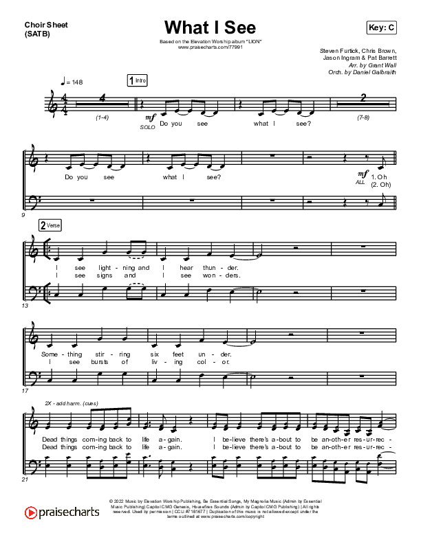 What I See Choir Sheet (SATB) (Elevation Worship / Chris Brown)