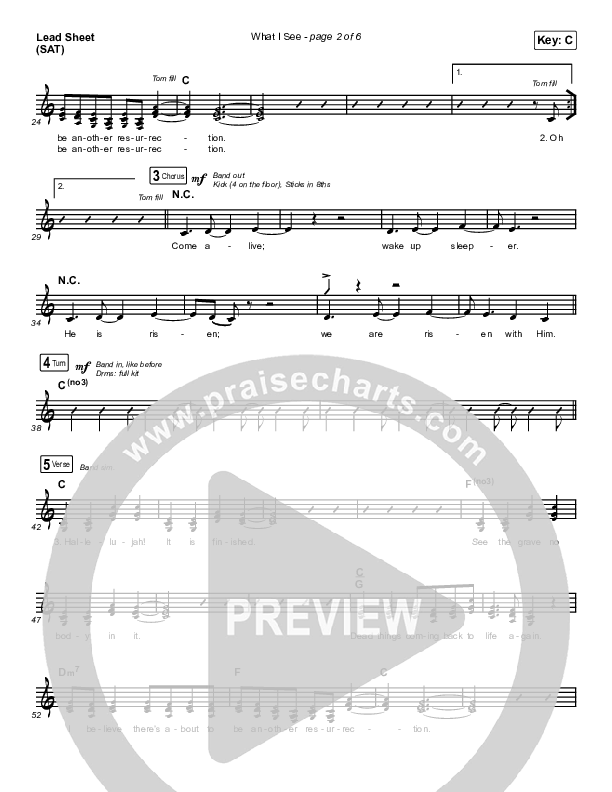 What I See Lead Sheet (SAT) (Elevation Worship / Chris Brown)