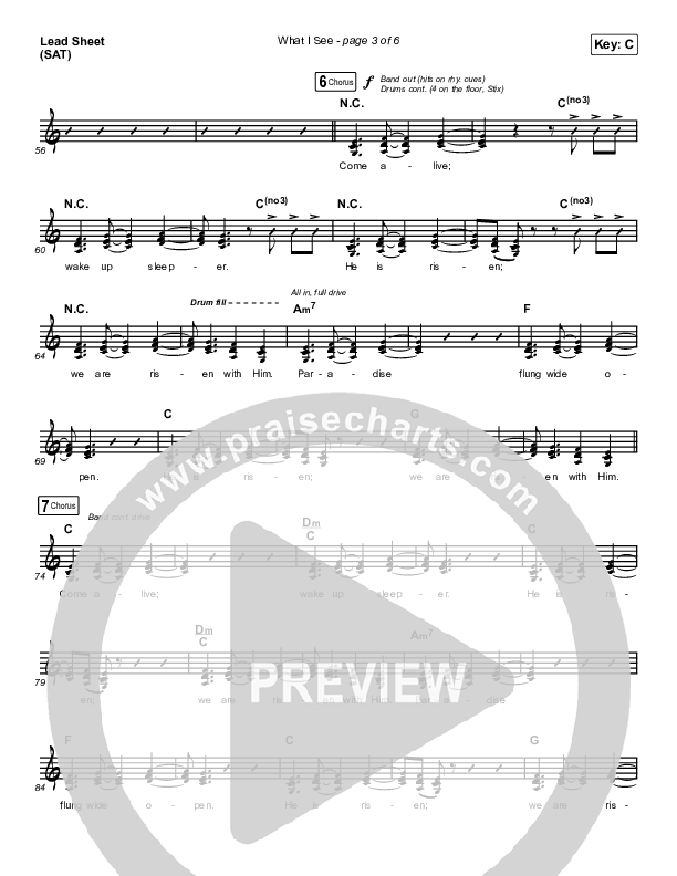 What I See Lead Sheet (SAT) (Elevation Worship / Chris Brown)