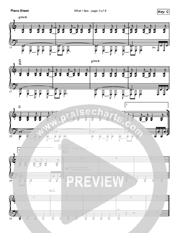 What I See Piano Sheet (Elevation Worship / Chris Brown)