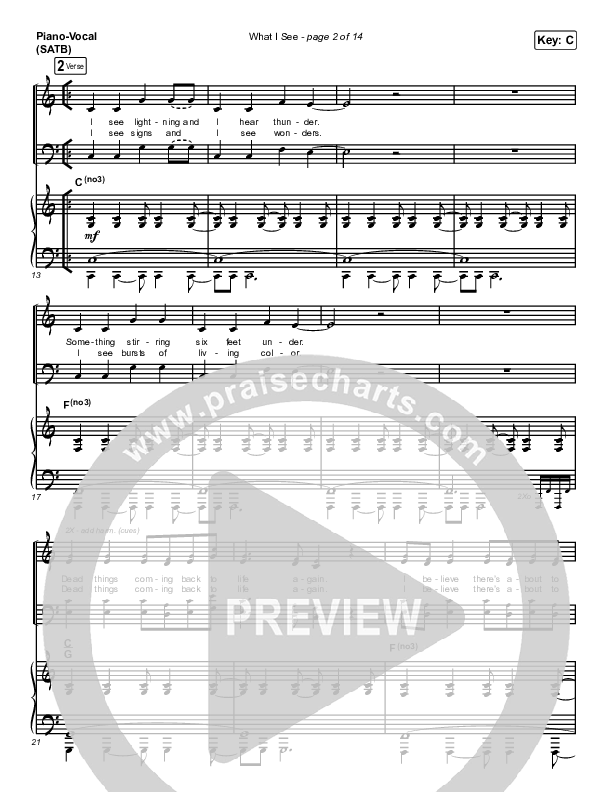 What I See Piano/Vocal (SATB) (Elevation Worship / Chris Brown)