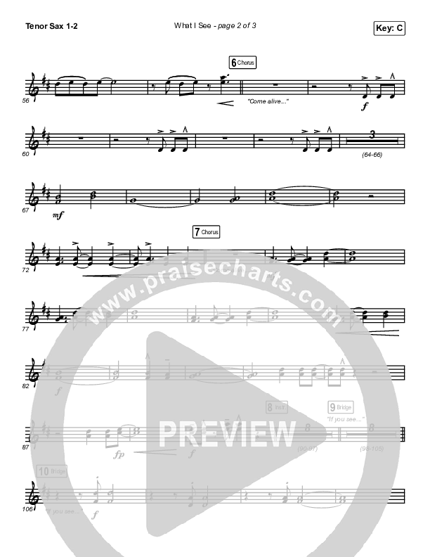 What I See Tenor Sax 1,2 (Elevation Worship / Chris Brown)