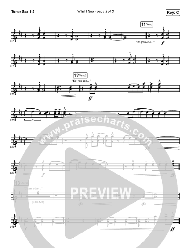 What I See Tenor Sax 1,2 (Elevation Worship / Chris Brown)