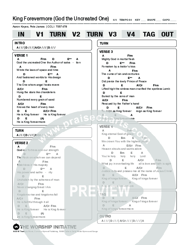 God The Uncreated One (King Forevermore) Chord Chart (The Worship Initiative)