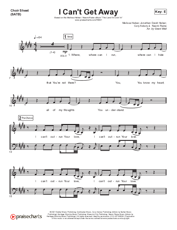 I Can't Get Away (Live) Choir Vocals (SATB) (Melissa Helser / Naomi Raine)