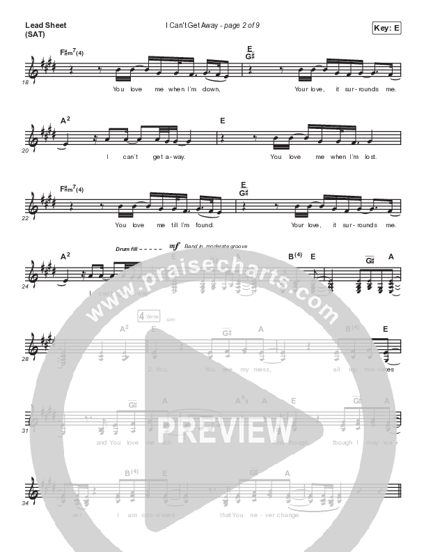 I Can't Get Away (Live) Lead Sheet (SAT) (Melissa Helser / Naomi Raine)