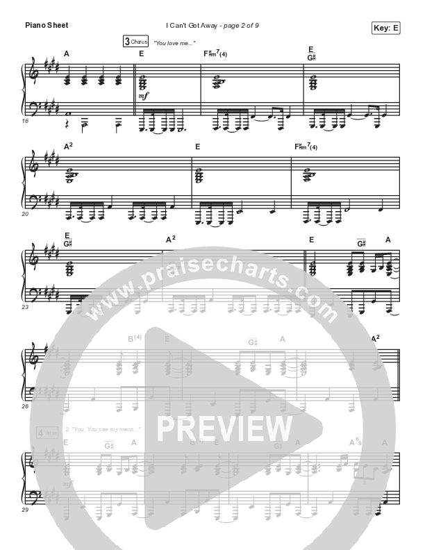 I Can't Get Away (Live) Piano Sheet (Melissa Helser / Naomi Raine)