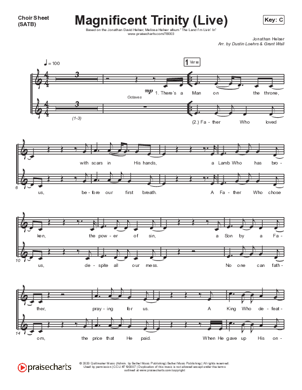 Magnificent Trinity (Live) Choir Vocals (SATB) (Jonathan David Helser / Melissa Helser)