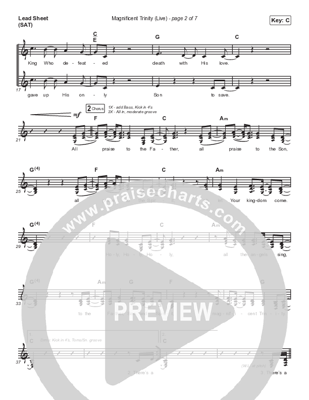 Magnificent Trinity (Live) Lead Sheet (SAT) (Jonathan David Helser / Melissa Helser)