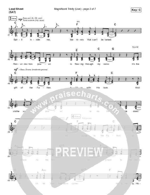 Magnificent Trinity (Live) Lead Sheet (SAT) (Jonathan David Helser / Melissa Helser)