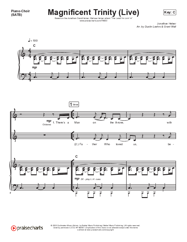 Magnificent Trinity (Live) Piano/Vocal Pack (Jonathan David Helser / Melissa Helser)