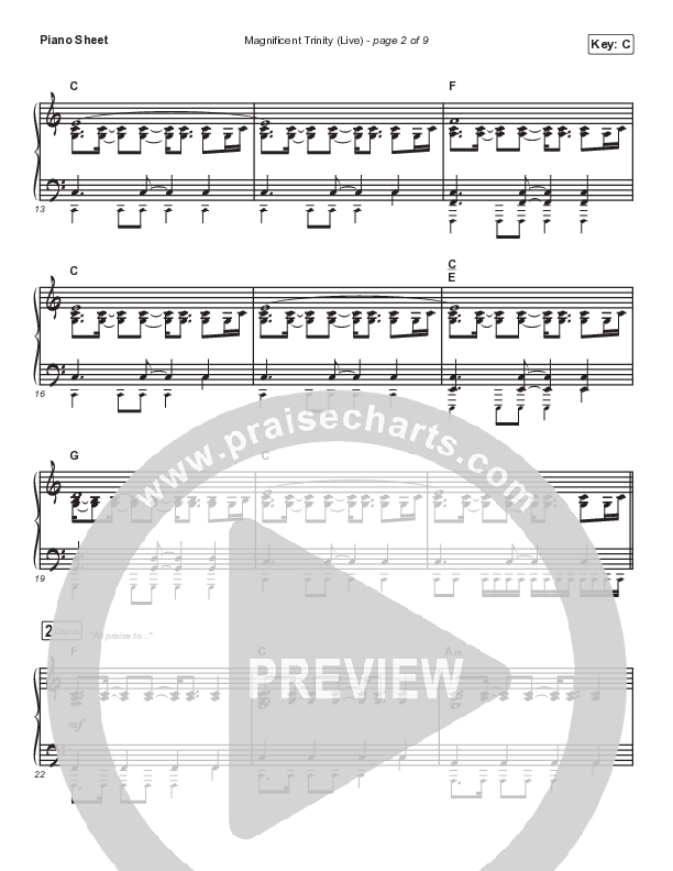 Magnificent Trinity (Live) Piano Sheet (Jonathan David Helser / Melissa Helser)
