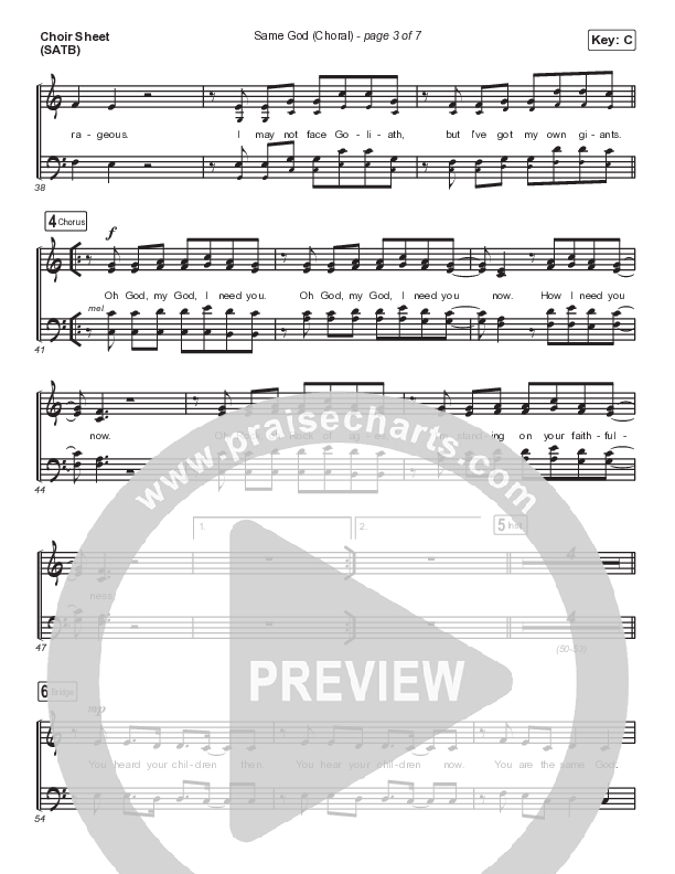 Same God (Choral Anthem SATB) Choir Sheet (SATB) (Elevation Worship / Jonsal Barrientes / Arr. Luke Gambill)
