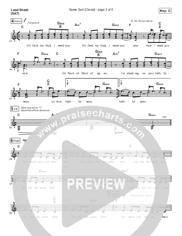 Same God (Choral Anthem SATB) Lead Sheet (SAT) (Elevation Worship / Jonsal Barrientes / Arr. Luke Gambill)