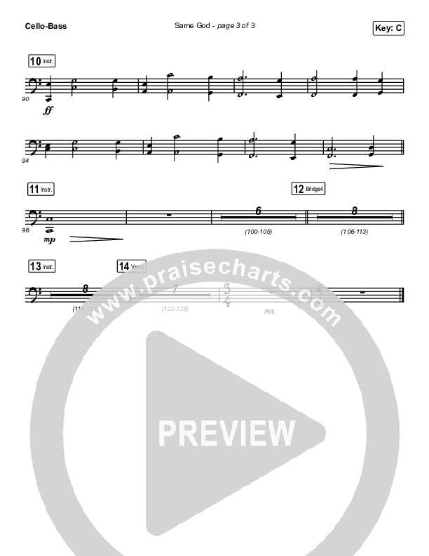 Same God (Choral Anthem SATB) Cello/Bass (Elevation Worship / Jonsal Barrientes / Arr. Luke Gambill)