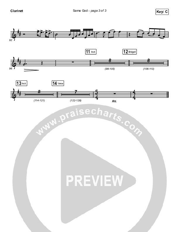 Same God (Choral Anthem SATB) Clarinet (Elevation Worship / Jonsal Barrientes / Arr. Luke Gambill)