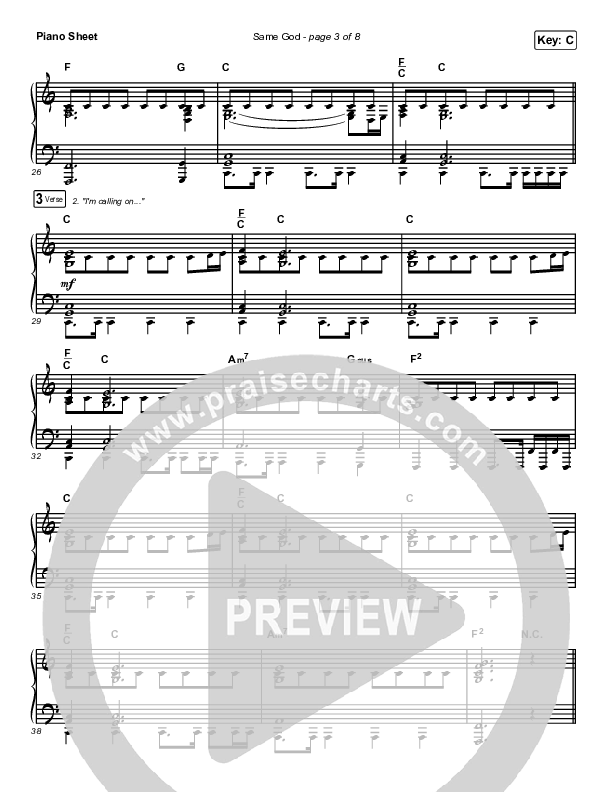 Same God (Choral Anthem SATB) Piano Sheet (Elevation Worship / Jonsal Barrientes / Arr. Luke Gambill)