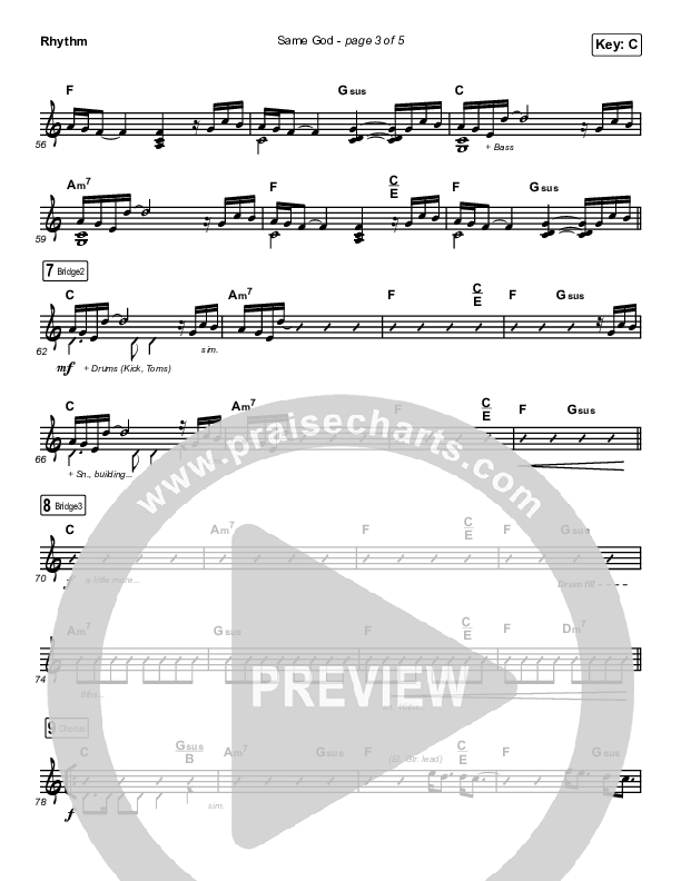 Same God (Choral Anthem SATB) Rhythm Chart (Elevation Worship / Jonsal Barrientes / Arr. Luke Gambill)