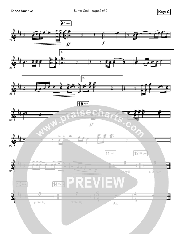 Same God (Choral Anthem SATB) Tenor Sax 1/2 (Elevation Worship / Jonsal Barrientes / Arr. Luke Gambill)