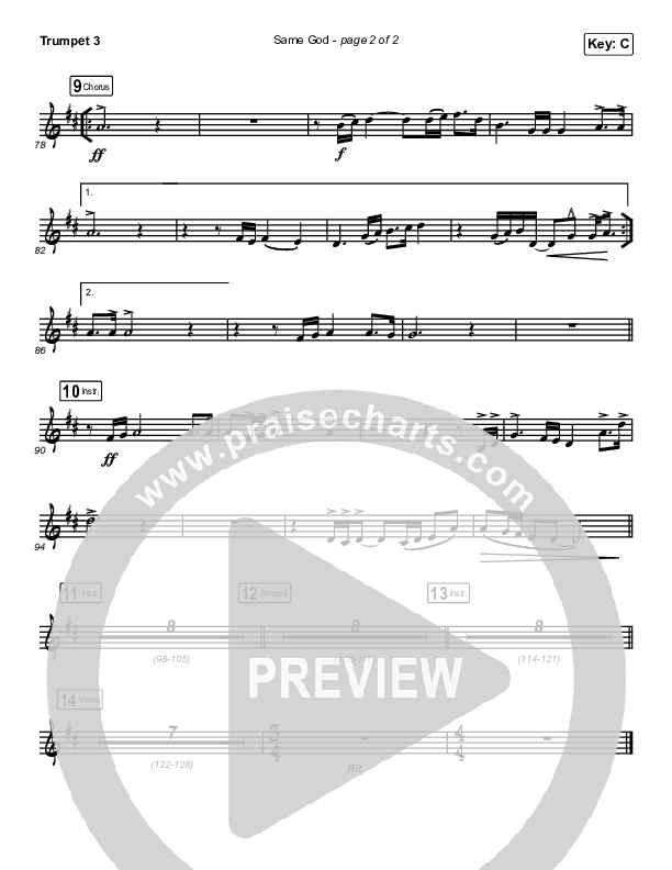 Same God (Choral Anthem SATB) Trumpet 3 (Elevation Worship / Jonsal Barrientes / Arr. Luke Gambill)