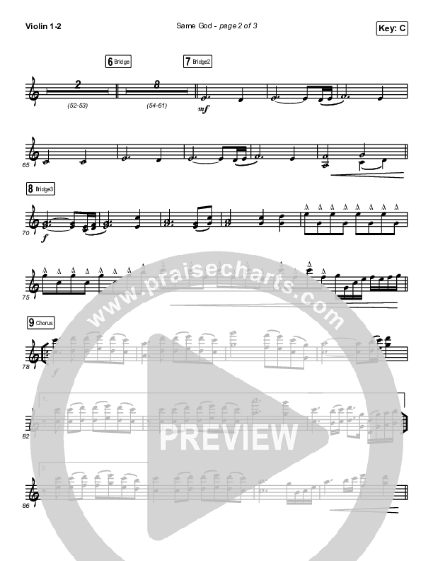 Same God (Choral Anthem SATB) Violin 1/2 (Elevation Worship / Jonsal Barrientes / Arr. Luke Gambill)