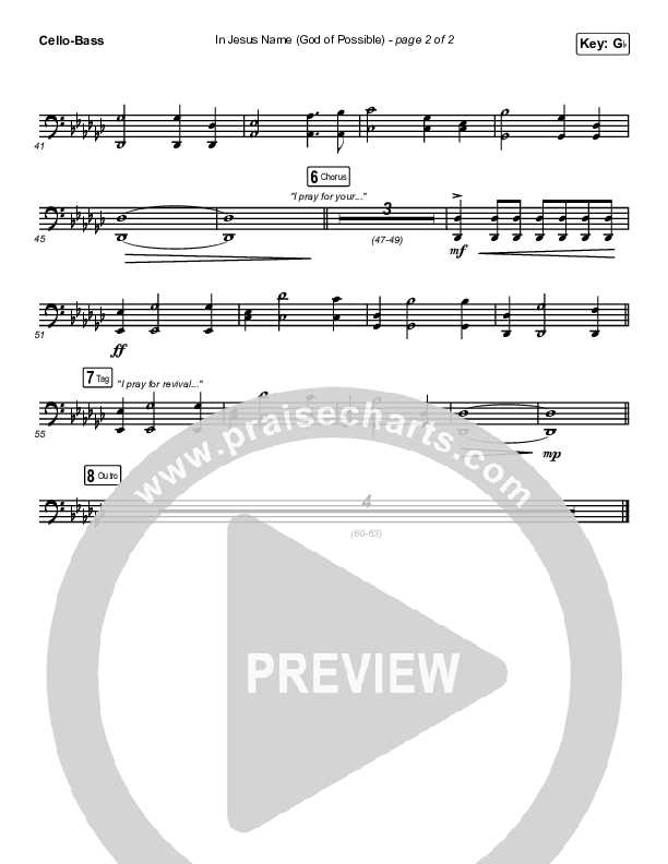 In Jesus Name (God Of Possible) Cello/Bass (Katy Nichole)