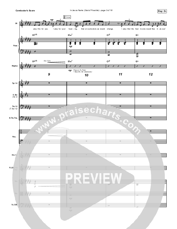 In Jesus Name (God Of Possible) Conductor's Score (Katy Nichole)