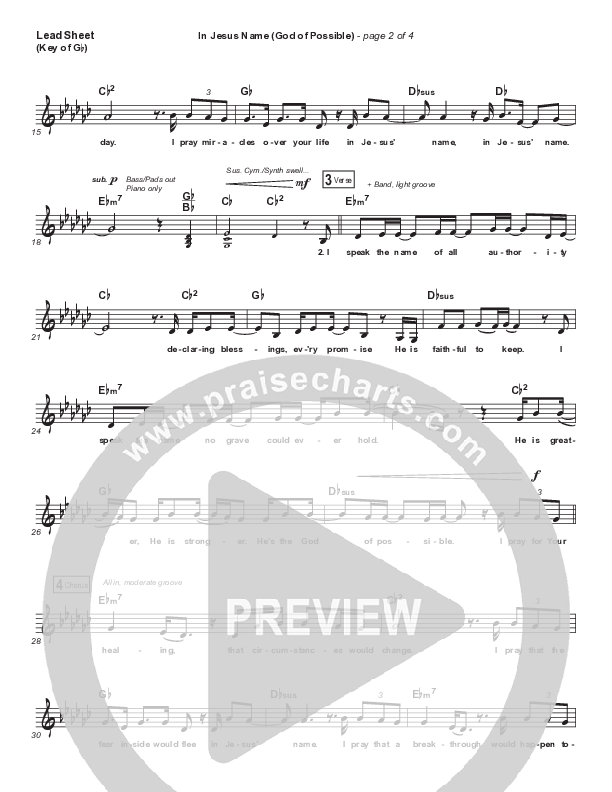 In Jesus Name (God Of Possible) Lead Sheet (Melody) (Katy Nichole)