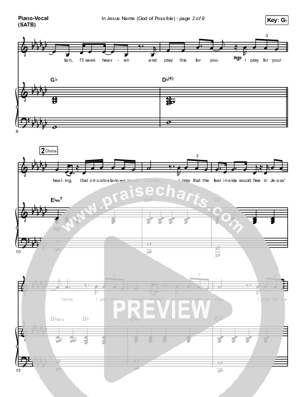 In Jesus Name (God Of Possible) Piano/Vocal (SATB) (Katy Nichole)