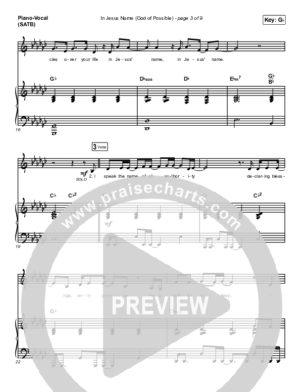 In Jesus Name (God Of Possible) Piano/Vocal (SATB) (Katy Nichole)