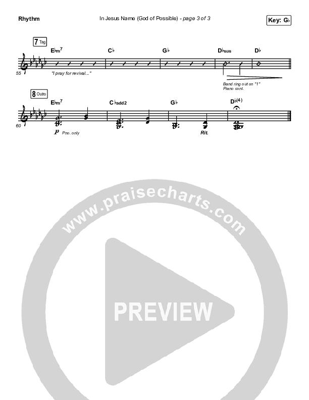 In Jesus Name (God Of Possible) Rhythm Chart (Katy Nichole)