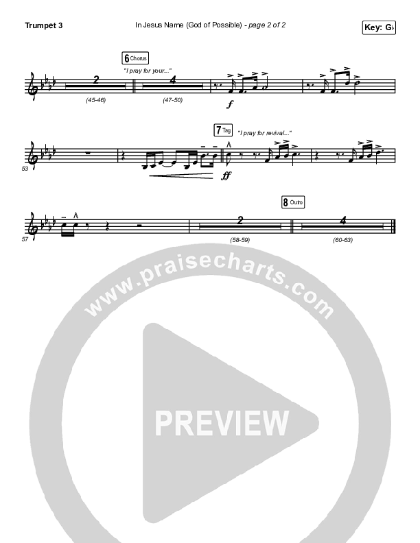 In Jesus Name (God Of Possible) Trumpet 3 (Katy Nichole)