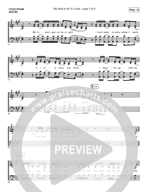 The Best Is Yet To Come Choir Vocals (SATB) (Mack Brock / Pat Barrett)