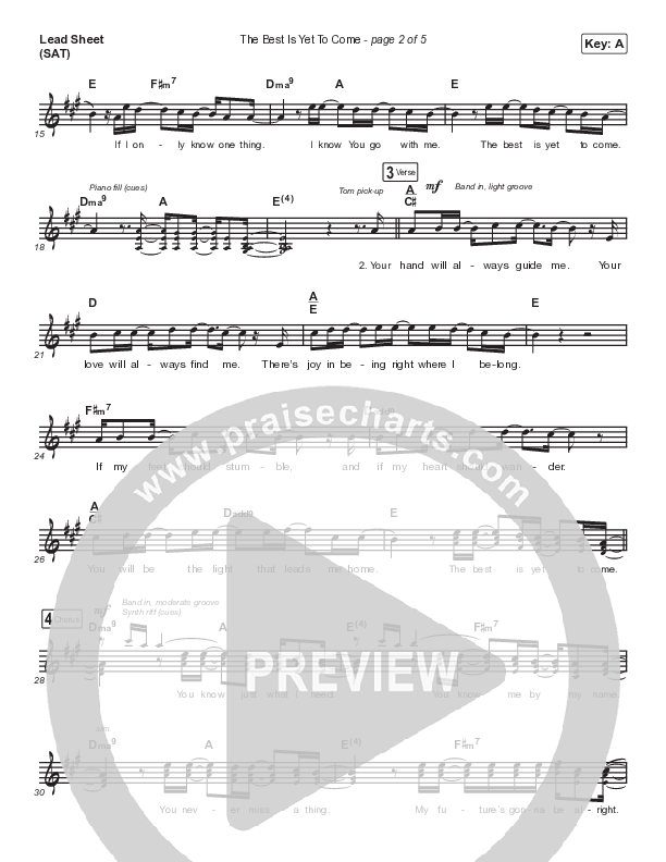 The Best Is Yet To Come Lead Sheet (SAT) (Mack Brock / Pat Barrett)